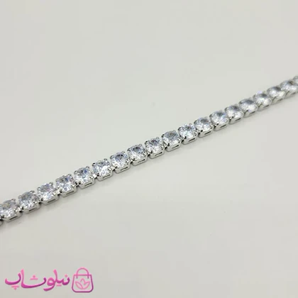 سرویس زنانه تنیسی مدل نقره ای با نگینهای سفید مربع کد 530