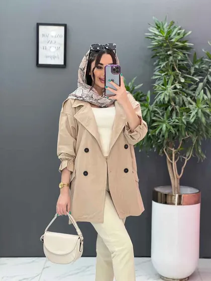مانتو کتی چهاردکمه آستین کش