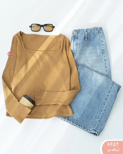 بلوزکراپ یقه خشتی 8652