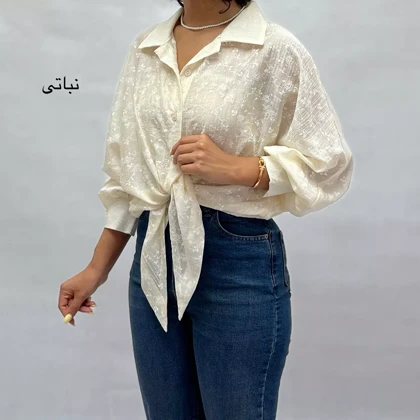شومیز زنانه کراپ شیشه ای گل 002911247926
