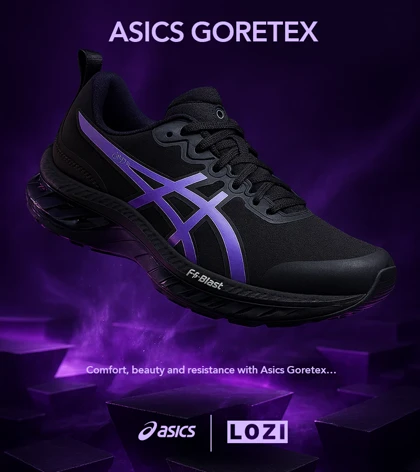 کفش کتانی مردانه مشکی هولوگرامی ASICS GORETEX