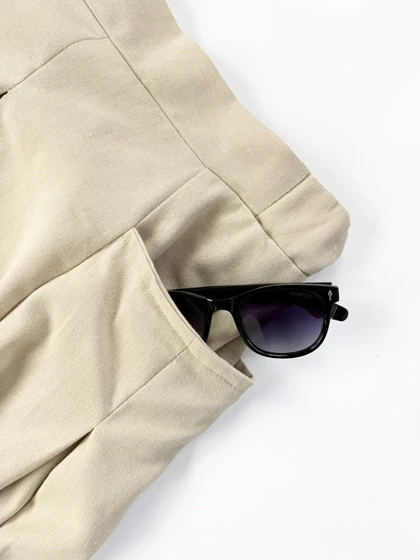 دامن لینن کمرکش جیب پاکتی