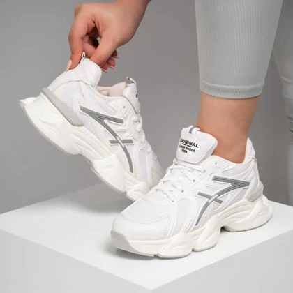 کفش و کتانی زنانه مدل فشیون FASHION رنگ سفید طوسی