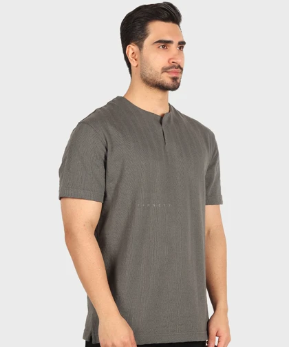 تیشرت یقه کوبایی ساده 4207