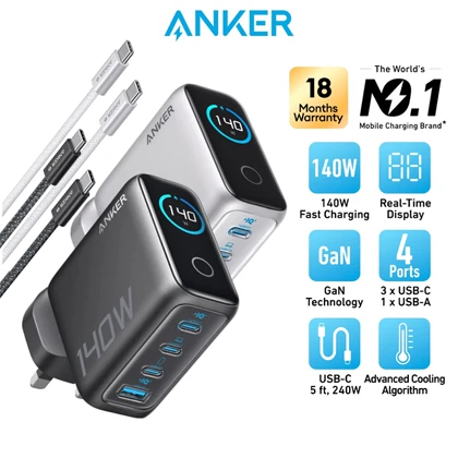 آداپتور 140W و کابل دو سر تایپ سی انکر مدل ANKER FAST CHARGER