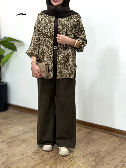 تونیک مانتویی لینن آبرنگ