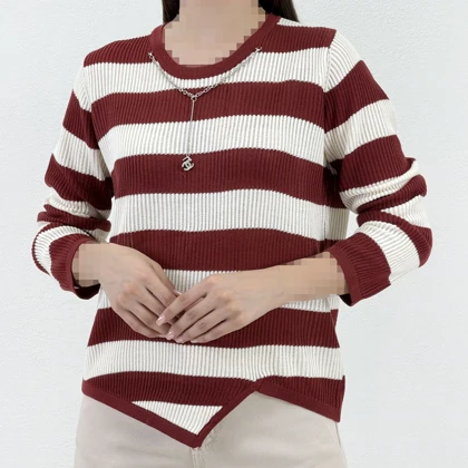 بلوز زنانه بافت راه راه مدل نوا | آی بولک