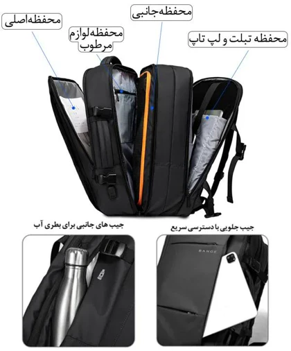 کیف مسافرتی 35L کوله پشتی لپ تاپ 15.6 اینچی اورجینال بنج BANGE 1908