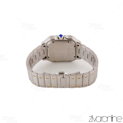 ساعت کارتیر مردانه مدل سانتوس طلایی نقره ای صفحه سفید 104991