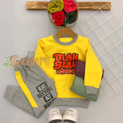 بلوزشلواربچه گانه طرح BLAH