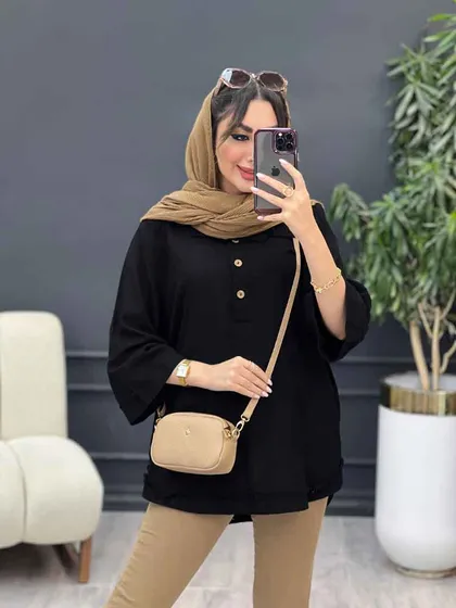 مانتو جلو بسته سه دکمه ریش دار