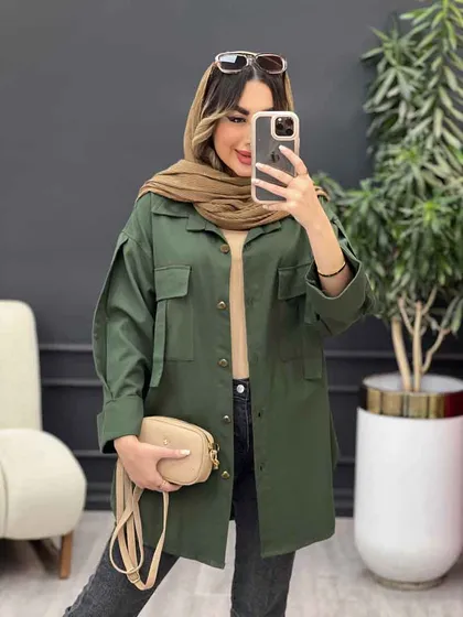 مانتو جیب کراواتی آستین پاکتی