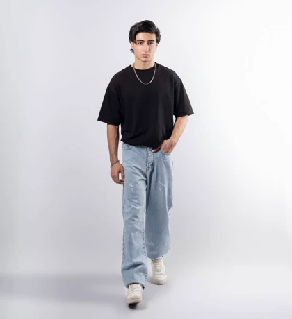 تیشرت لش بیسیک مشکی مردانه پارچه ماکان پنبه گرم بالا کد456