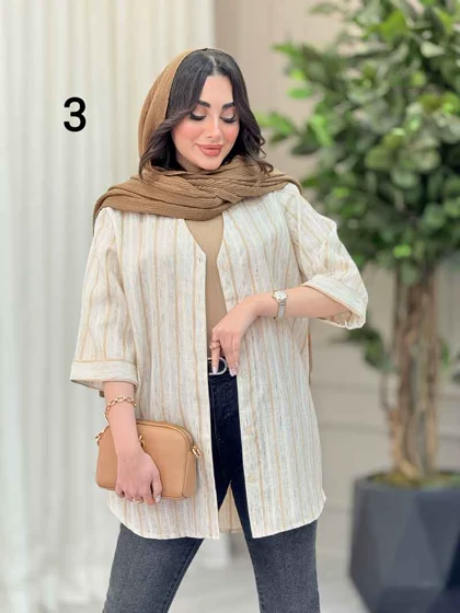 شومیز آستین پاکتی طرح دار