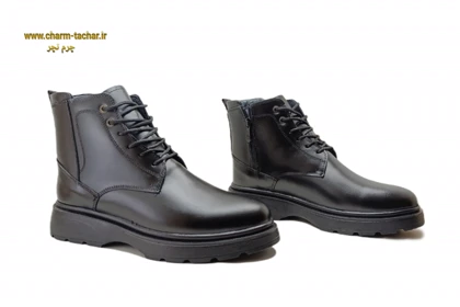 نیم بوت مردانه لوفر بندی بغل زیپ‌دار چرم طبیعی si186