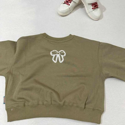 کراپ دخترانه طرح پاپیونی سبز صدری خارجی