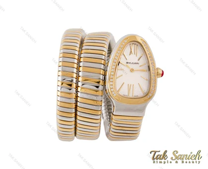 ساعت ماری بولگاری زنانه طلایی نقره ای نگین‌دار Bvlgari-3978-L