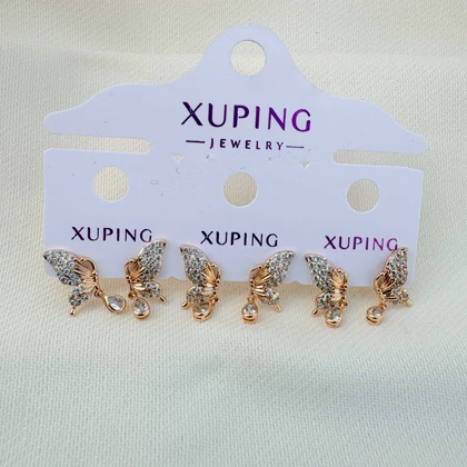 گوشواره پروانه برجسته نگین‌دار ژوپینگ