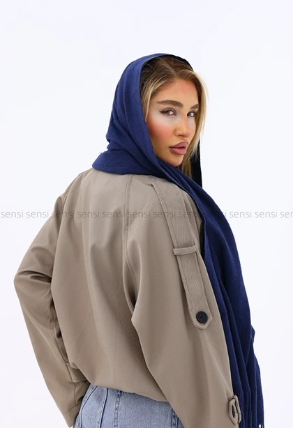 بارانی زنانه کتان کج راه آستر دار کد1006684