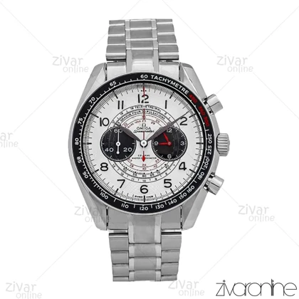 ساعت امگا اسپیدمستر مردانه سه موتوره سیلور صفحه سفید مشکی 107149