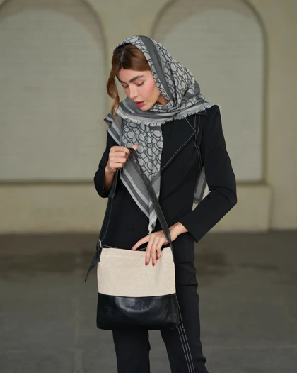 کیف کتان و چرم (کوچک) کنتراست 50138