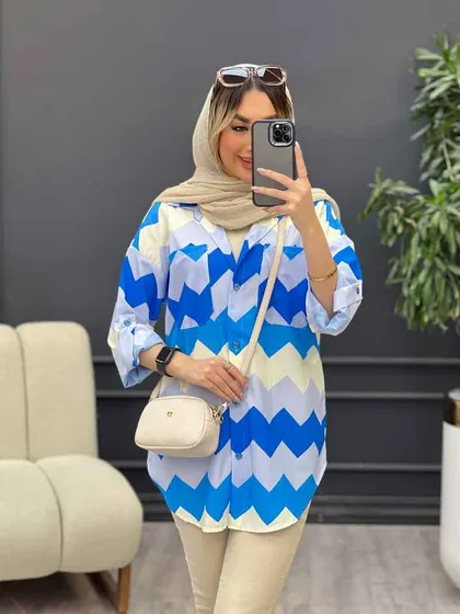 شومیز دو جیب طرح دار