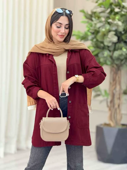 مانتو کتان بغل سه دکمه جیب پایین