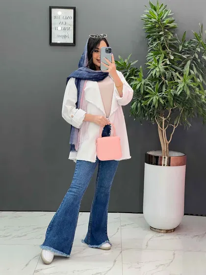 مانتو کتان یقه آمریکایی