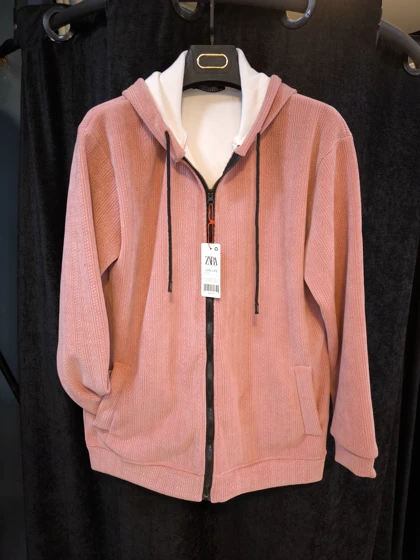 سویشرت فوتر پشمی کبریتی تمام خز کبریتی صورتی خاص با عالی ترین کیفیت قواره دار لانگ