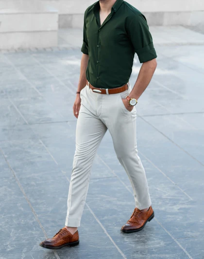 پیراهن تترون سبز دکمه سبز آستین بلند sh133