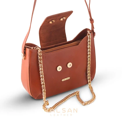 کیف دوشی و دستی زنانه چرم یلسان مدل راشا کد 104-GAN
