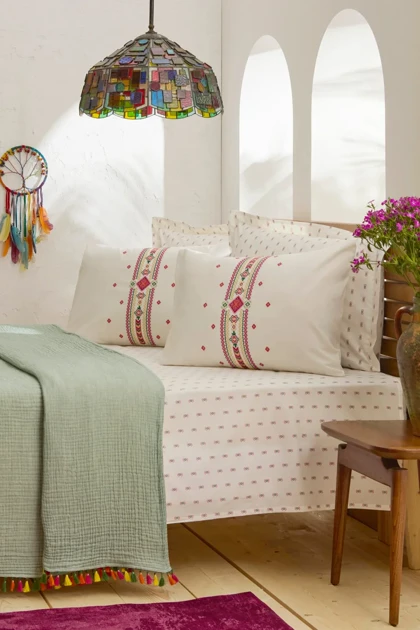 سرویس روتختی پیکه دو نفره Karaca Home مدل Elvra Nish Set پنبه - چندرنگ