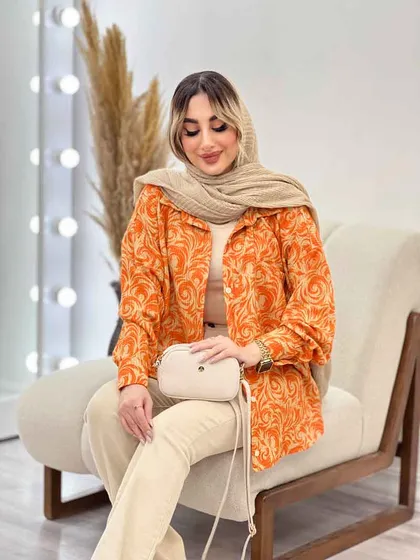 شومیز طرح دار تک جیب