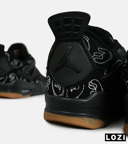 کفش کتانی ساق‌دار مردانه و زنانه مشکی Jordan 4 x Kaws مدل 6886