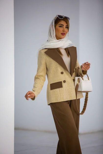 کت شلوار ژاکارد ترکیبی