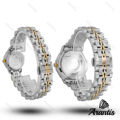 ساعت ست رومانسون طلایی سیلور صفحه سبز s-10065