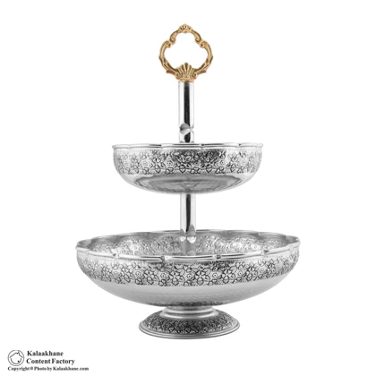 میوه خوری 2 طبقه مس دیبا رنگ کروم کد 1056