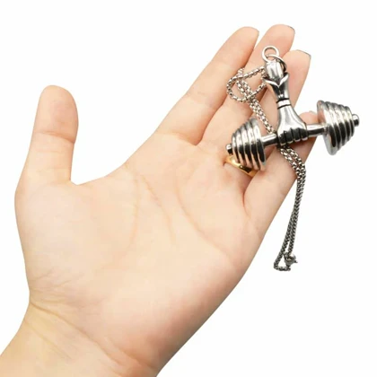 گردنبند استیل طرح دمبل مدل 7200