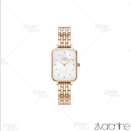 ساعت دنیل ولینگتون زنانه مستطیلی رزگلد صفحه سفید ایندکس نگین‌دار 105413