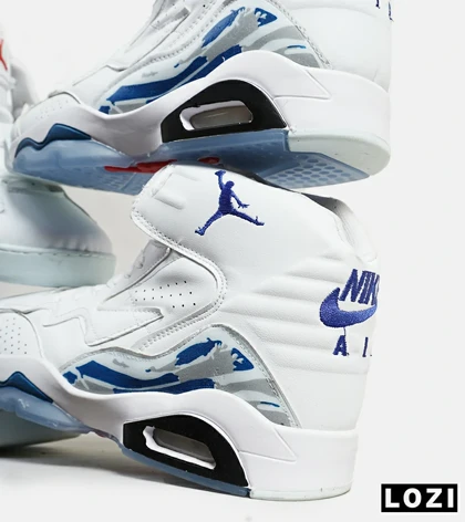 کفش کتانی ساق‌دار مردانه سفید آبی Nike air jordan 6 مدل 5933