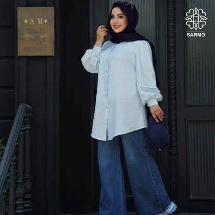 شومیز پاستیلی آبی
