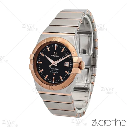 ساعت امگا کانسلیشن مردانه رزگلد نقره ای صفحه مشکی 106883