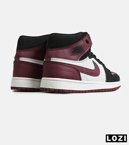 کفش کتانی ساق‌دار مردانه و زنانه سفید مشکی زرشکی NIKE jordan 1 مدل 7832