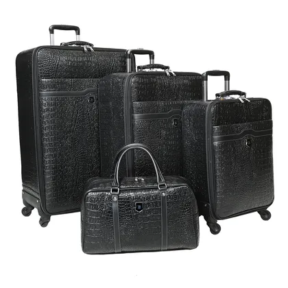 مجموعه چهار عددی چمدان طرح چرم مشکی مدل T6012