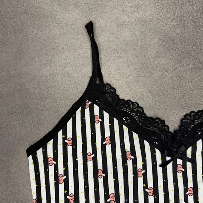 ست تاپ و شورتک دانتل دار اکلیلی خرگوش