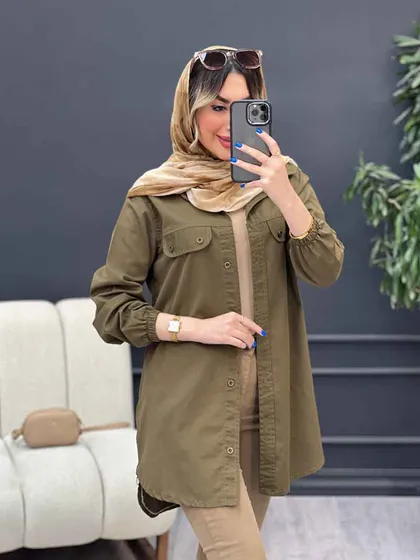 مانتو جیب نما بغل زیپ طنین