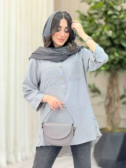 مانتو دو جیب یقه سه دکمه
