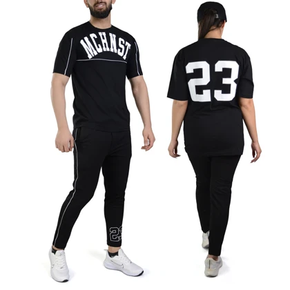 ست تیشرت و شلوار ورزشی اسپرت مچینست مدل M3-2B1846 مشکی