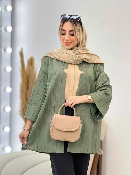 مانتو یقه چاک آستین پاکتی