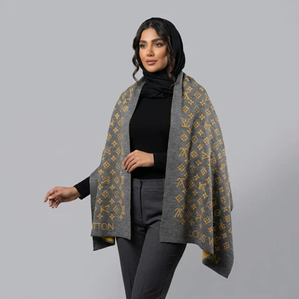 شال بافت رودوشی زنانه مستر کوالتی طرح لویی ویتون